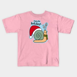 Enjoy the Holidays! Christmas Snail Kids T-Shirt